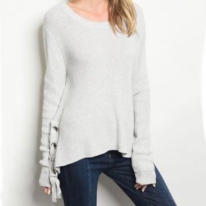 Gray Sweater with Side Detail